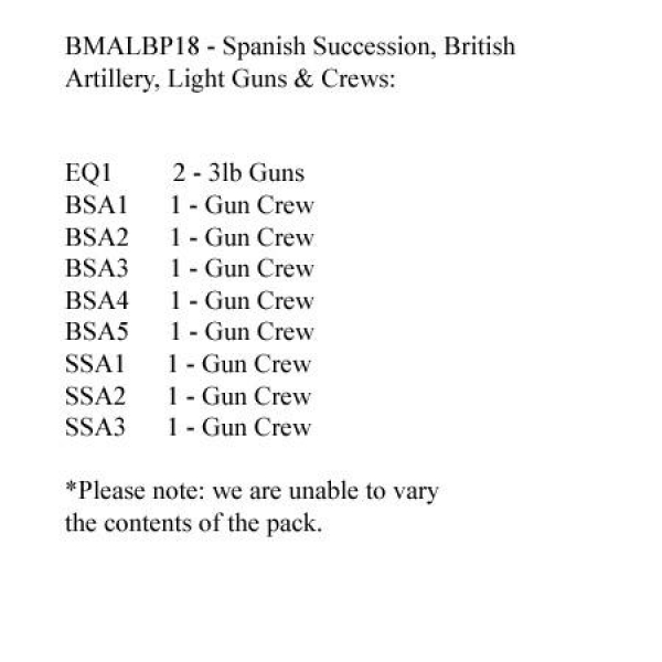Front Rank Miniatures: BMALBP18 British Artillery Pack 2 x Light Guns, 8 Crew Figures