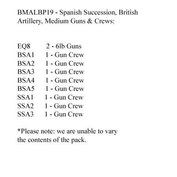 Front Rank Miniatures: BMALBP19 British Artillery Pack 2 x Medium Guns, 8 Crew Figures