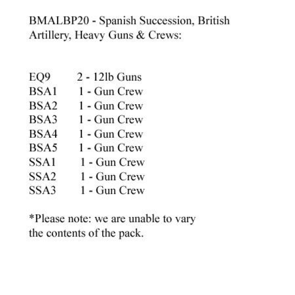 Front Rank Miniatures: BMALBP20 British Artillery Pack 2 x Heavy Guns, 8 Crew Figures