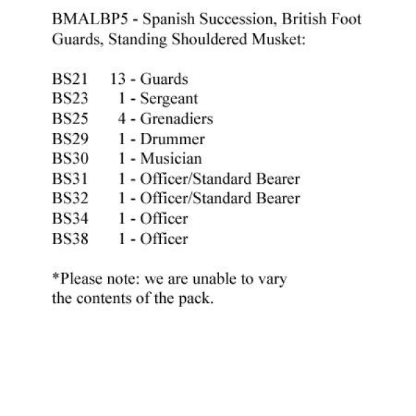 Front Rank Miniatures: BMALBP5 British Guards Standing Shouldered Musket (Includes Grenadier Co