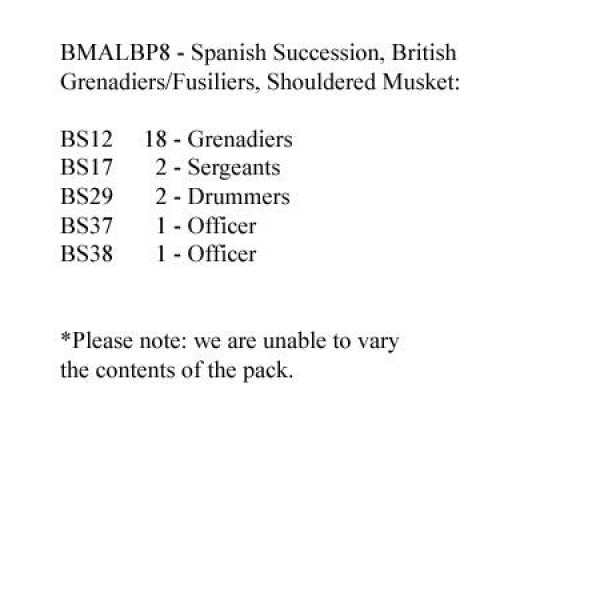 Front Rank Miniatures: BMALBP8 British Grenadiers / Fusiliers Standing Shouldered Musket (24 Fi