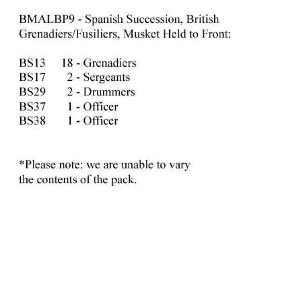Front Rank Miniatures: BMALBP9 British Grenadiers / Fusiliers Standing Musket Held To Front (24