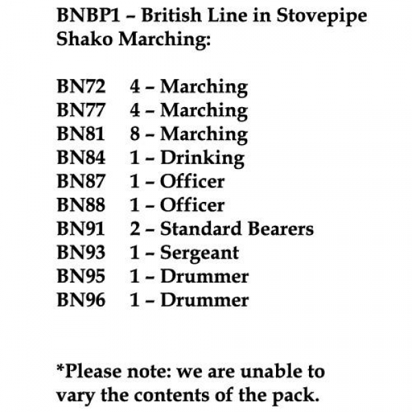 Front Rank Miniatures: BNBP1 British Line Battalion, Stovepipe Shako, Marching (24 Figures)
