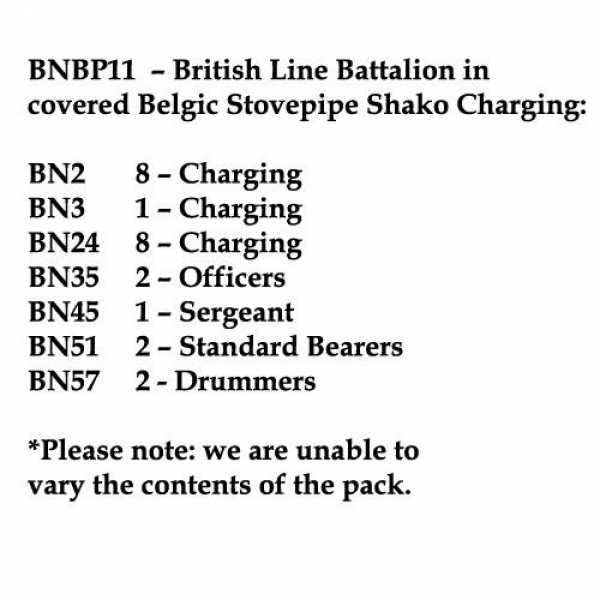 Front Rank Miniatures: BNBP11 British Line Battalion, Covered Belgic Shako, Charging (24 Figures)