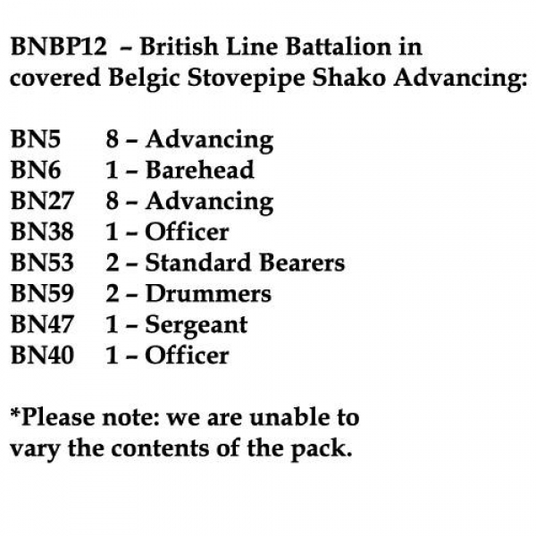 Front Rank Miniatures: BNBP12 British Line Battalion, Covered Belgic Shako, Advancing (24 Figures)