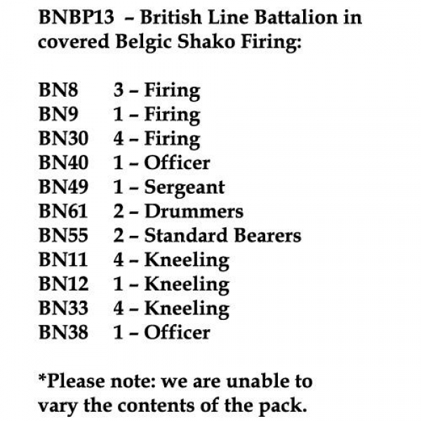 Front Rank Miniatures: BNBP13 British Line Battalion, Covered Belgic Shako, Firing / Kneeling (24 Fi