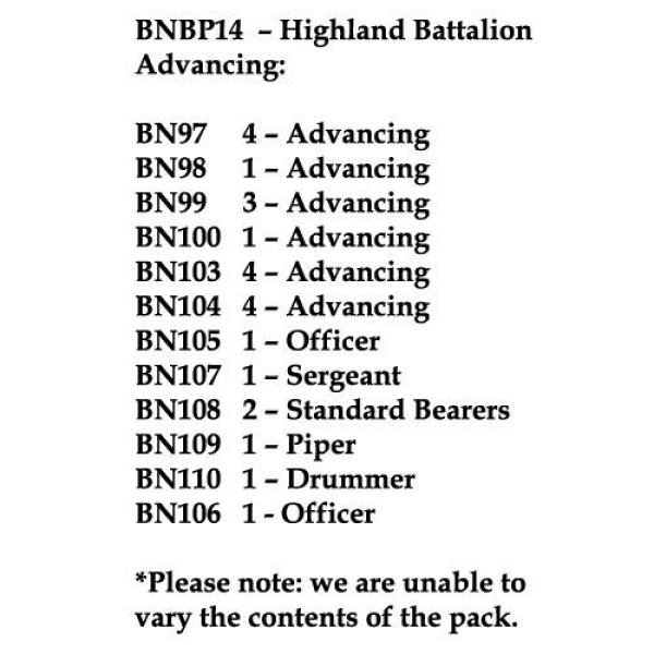 Front Rank Miniatures: BNBP14 Highland Battalion, Advancing (24 Figures)