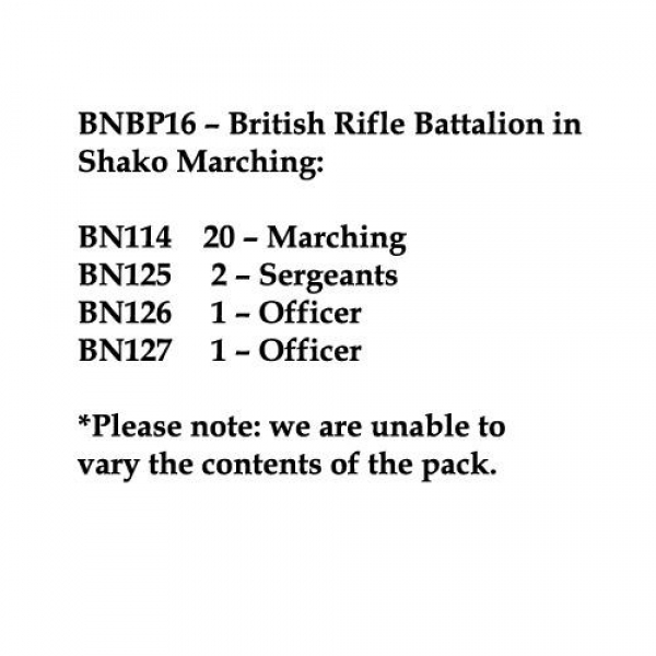 Front Rank Miniatures: BNBP16 British Rifle Battalion, Shako, Marching (24 Figures)