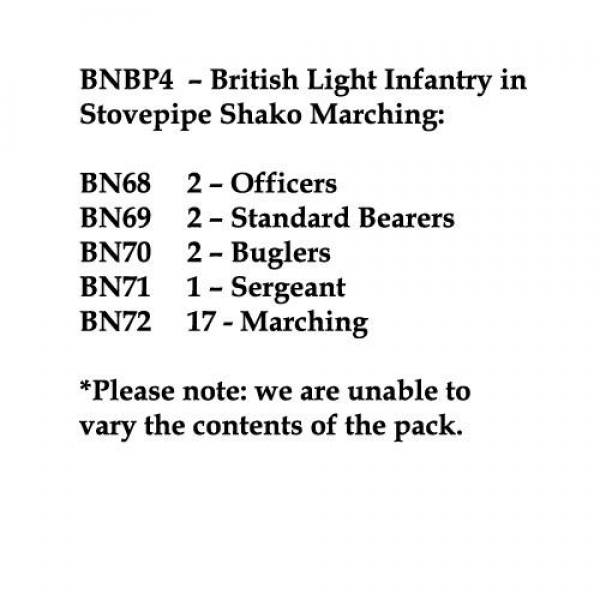 Front Rank Miniatures: BNBP4 British Light Infantry Battalion, Stovepipe Shako, Marching (24 Figures