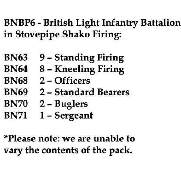 Front Rank Miniatures: BNBP6 British Light Infantry Battalion, Stovepipe Shako, Firing (24 Figures)