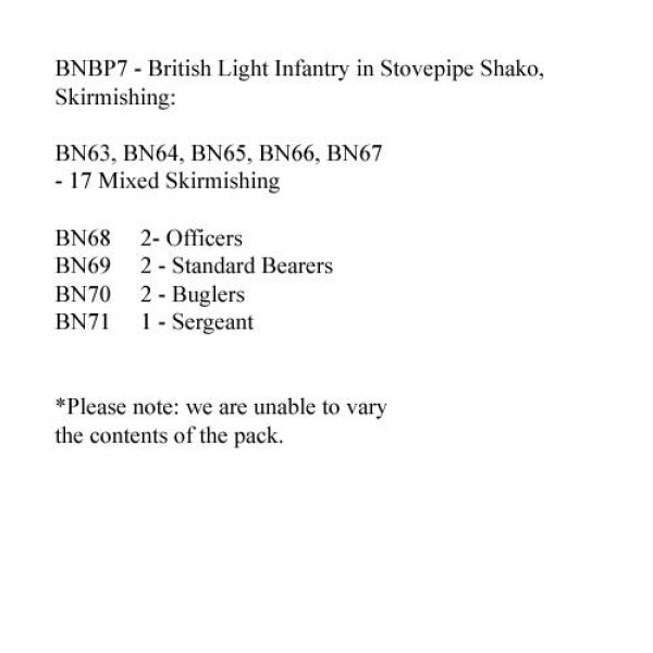 Front Rank Miniatures: BNBP7 British Light Infantry Battalion, Stovepipe Shako, Skirmishing (24 Figu