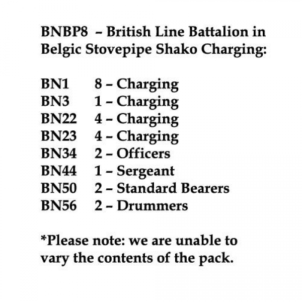 Front Rank Miniatures: BNBP8 British Line Battalion, Belgic Shako, Charging (24 Figures)