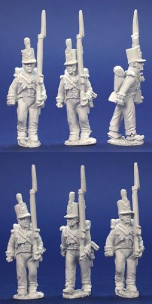 Front Rank Miniatures: BNRPK1 Mixed British Centre Company In Stovepipe Shako Marching (6 Figures)