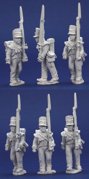 Front Rank Miniatures: BNRPK10 Mixed British Flank Company In Covered Belgic Shako Marching (6 Figur