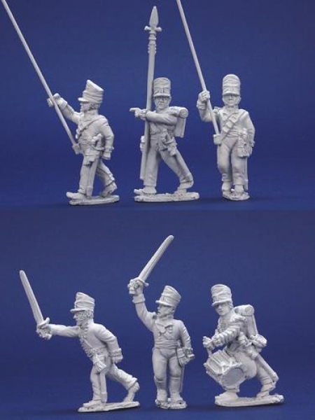 Front Rank Miniatures: BNRPK11 Mixed British Command In Covered Belgic Shako, Advancing (6 Figures)