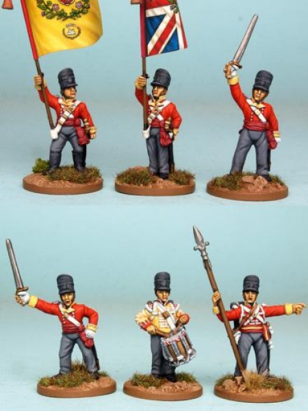 Front Rank Miniatures: BNRPK18 Mixed British Command In Covered Belgic Shako, Standing (6 Figures)