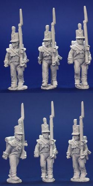 Front Rank Miniatures: BNRPK2 Mixed British Grenadier Company In Stovepipe Shako Marching (6 Figures