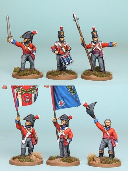 Front Rank Miniatures: BNRPK22 Mixed British Command In Bicorns & Stovepipe Shakos, Standing (6 Figu