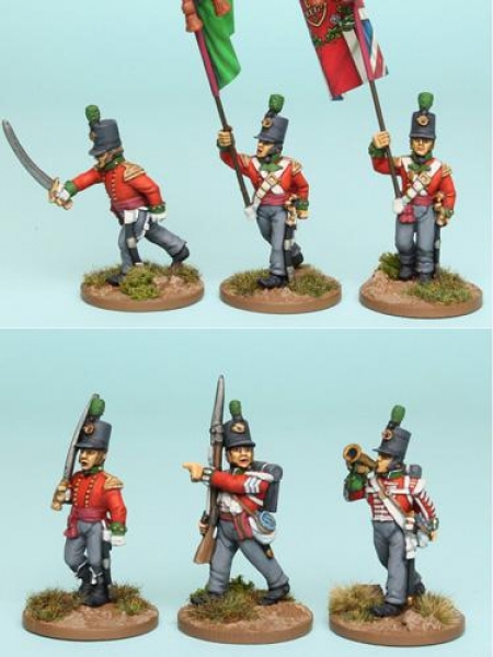 Front Rank Miniatures: BNRPK23 Mixed British Light Infantry Command In Stovepipe Shako, Advancing (6