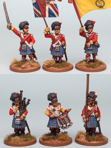 Front Rank Miniatures: BNRPK27 Mixed Highland Command In Full Dress, Advancing (6 Figures)