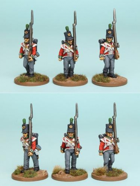 Front Rank Miniatures: BNRPK3 Mixed British Light Company/Infantry In Stovepipe Shako Marching (6 Fi
