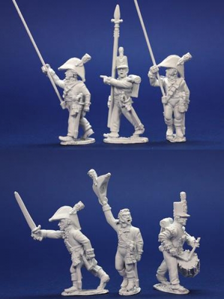 Front Rank Miniatures: BNRPK4 Mixed British Command Pre 1812 In Bicorns & Stovepipe Shakos Advancing