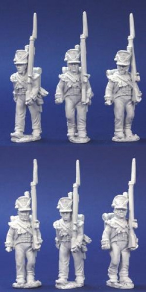 Front Rank Miniatures: BNRPK6 Mixed British Grenadier Company In Belgic Shako Marching (6 Figures)