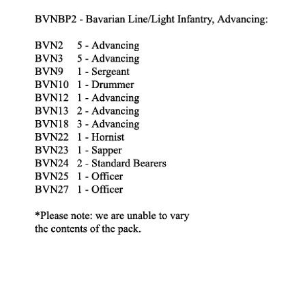Front Rank Miniatures: BVNBP2 Bavarian Line/Light Infantry, Advancing (24 Figures)