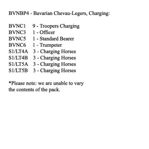 Front Rank Miniatures: BVNBP4 Bavarian Chevau - Legers, Charging (12 Mounted Figures)
