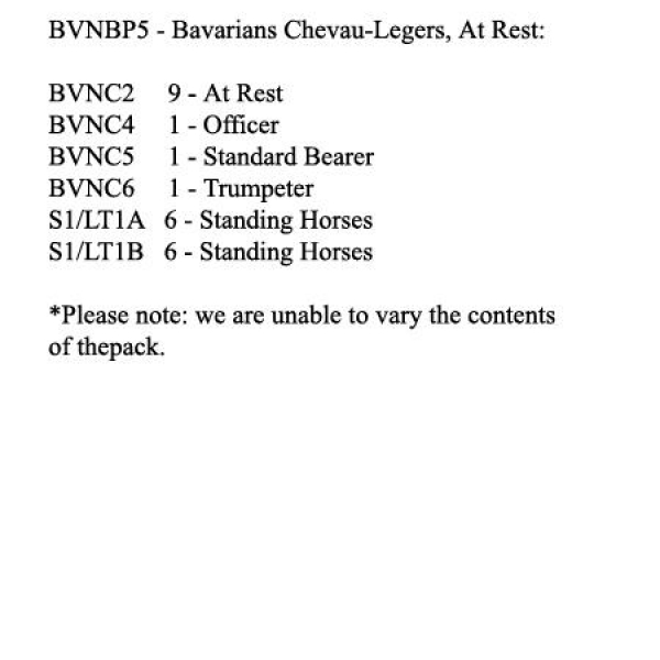 Front Rank Miniatures: BVNBP5 Bavarian Chevau - Legers, At Rest (12 Mounted Figures)