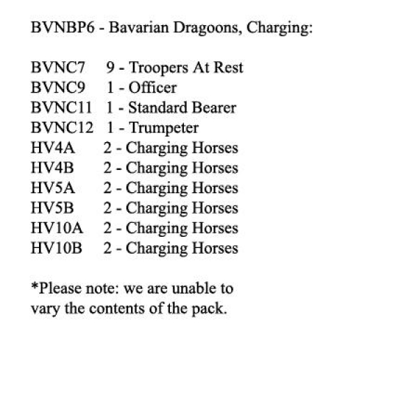 Front Rank Miniatures: BVNBP6 Bavarian Dragoon, Charging (12 Mounted Figures)