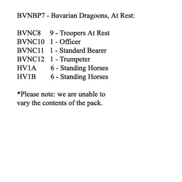 Front Rank Miniatures: BVNBP7 Bavarian Dragoon, At Rest (12 Mounted Figures)