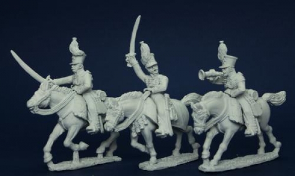 Front Rank Miniatures: BWNRPK18 Brunswick Hussar Command Galloping. 2 Riders Have Separate Pivoting 