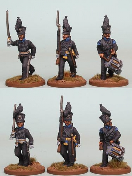 Front Rank Miniatures: BWNRPK2 Brunswick Oels Jagers/Leib Battalion, Command Advancing (6 Figures)