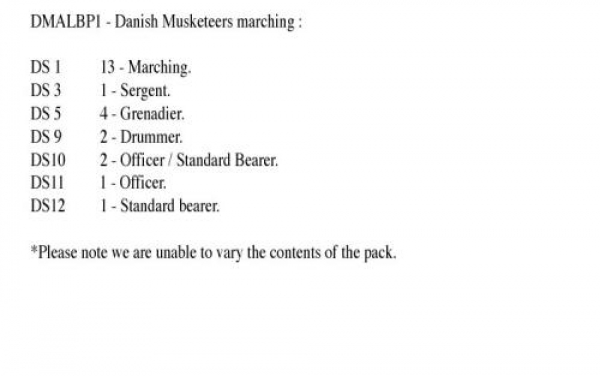 Front Rank Miniatures: DMALBP1 Danish Musketeers Marching (Includes Grenadier Company) (24 Figures)