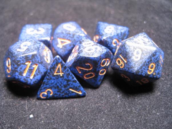 Chessex Dice: Golden Cobalt Poly 7-dice Cube