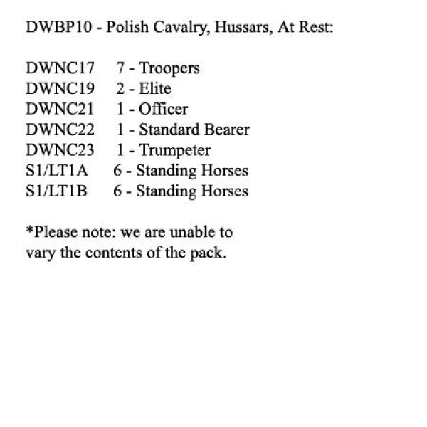 Front Rank Miniatures: DWBP10 Polish Hussar Regiment, At Rest (12 Mounted Figures)