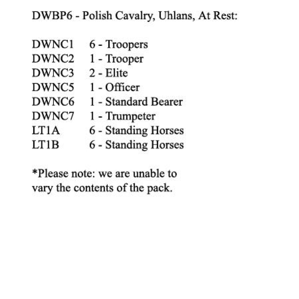 Front Rank Miniatures: DWBP6 Polish Uhlan Regiment, At Rest (12 Mounted Figures)