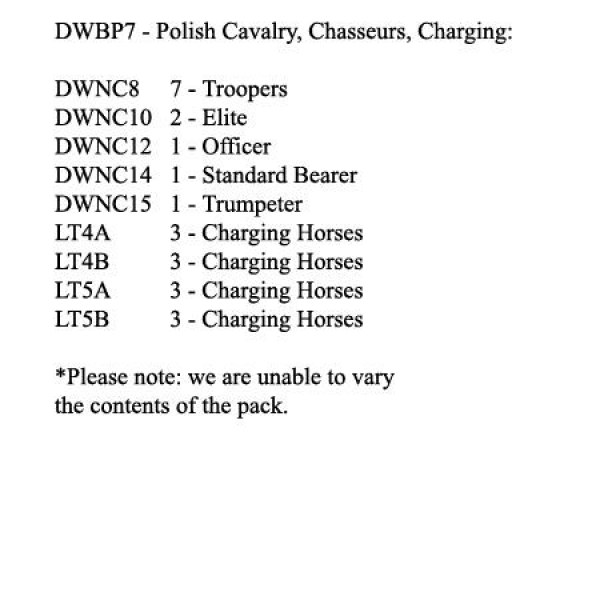 Front Rank Miniatures: DWBP7 Polish Chasseur A Cheval Regiment, Charging (12 Mounted Figures)