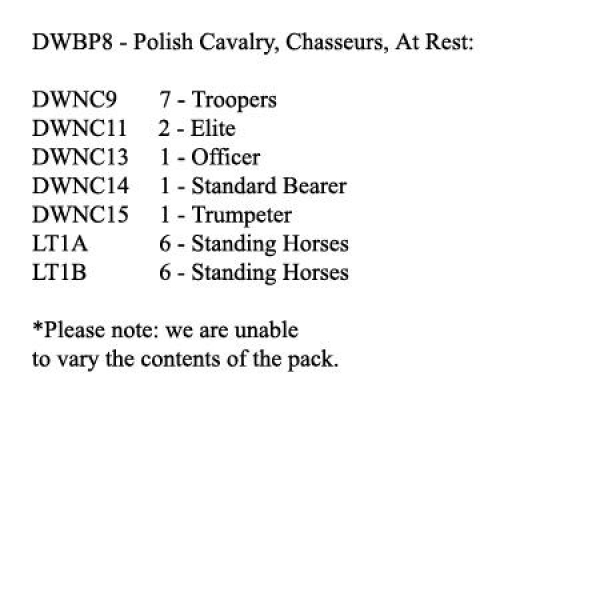 Front Rank Miniatures: DWBP8 Polish Chasseur A Cheval Regiment, At Rest (12 Mounted Figures)