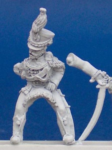 Front Rank Miniatures: DWNC20 Hussar - Officer Leading, (Separate Pivoting Sword Arm) (6 figures)