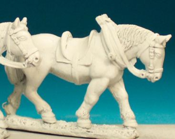 Front Rank Miniatures: EH2B Heavy Draft Horse With Saddle, Head Down (6 horses)