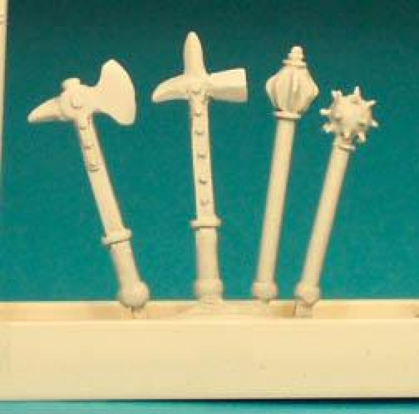 Front Rank Miniatures: EQ56 Mixed Hand Weapons (Mace, Axe, Morning Star, Warhammer) [8 Per Pack]