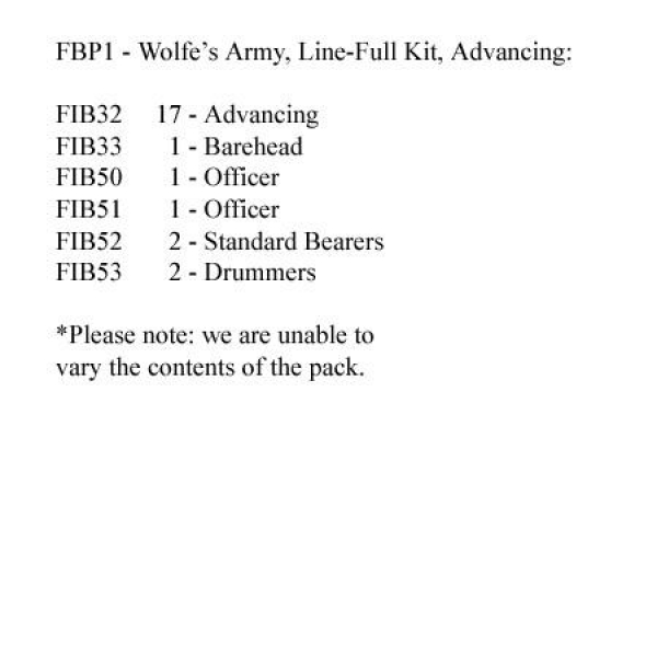 Front Rank Miniatures: FBP1 Wolfe's Army British Line Battalions - British Line, Full Kit, Advancing