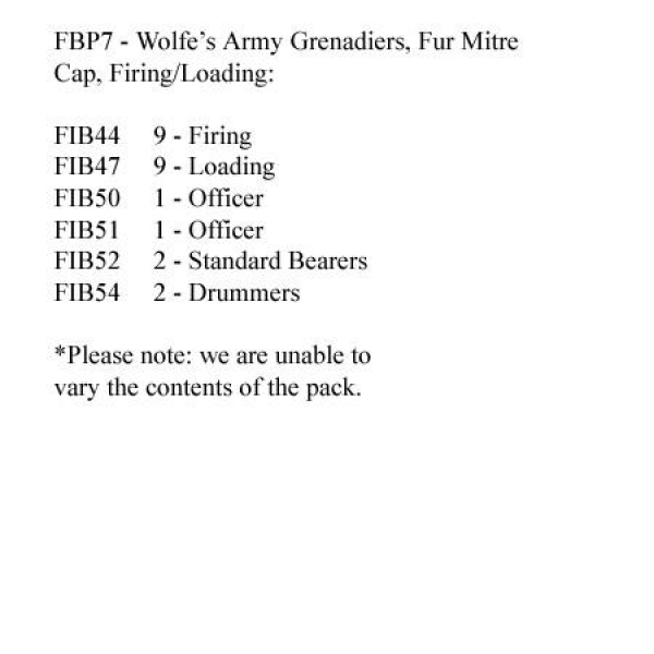 Front Rank Miniatures: FBP7 Wolfe's Grenadier Battalions - British Grenadier, Fur Mitre Cap, Firing 