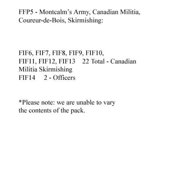 Front Rank Miniatures: FFP5 Canadian Militia/Coureur De Bois Skirmishing (24 Figures)