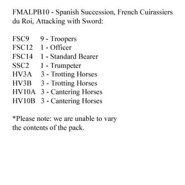 Front Rank Miniatures: FMALBP10 French Cuirassiers Du Roi Attacking With Sword (12 Mounted Figures)