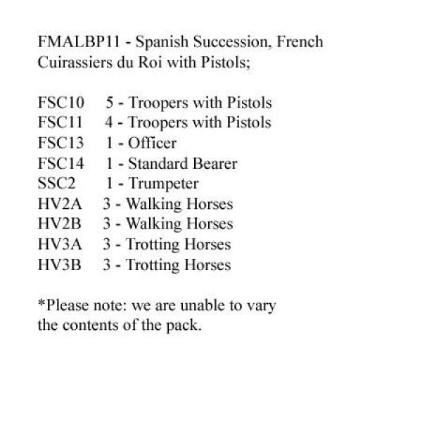 Front Rank Miniatures: FMALBP11 French Cuirassiers Du Roi With Pistols (12 Mounted Figures)