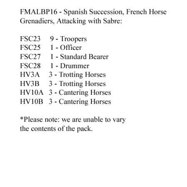 Front Rank Miniatures: FMALBP16 French Horse Grenadiers Attacking With Sabre (12 Mounted Figures)