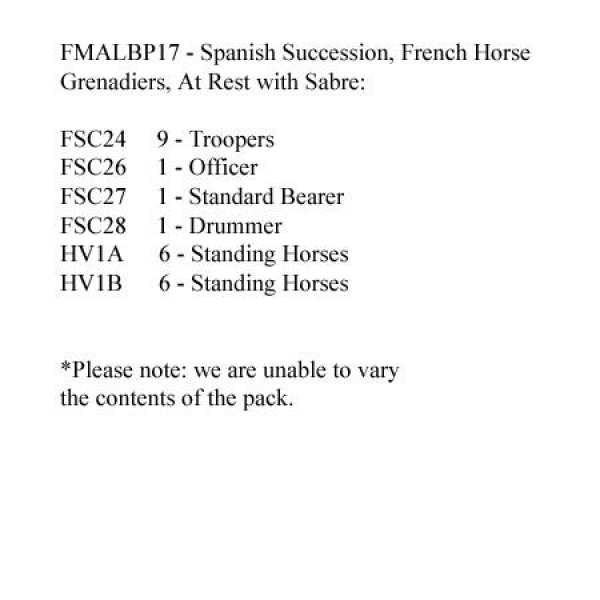 Front Rank Miniatures: FMALBP17 French Horse Grenadiers At Rest With Sabre (12 Mounted Figures)